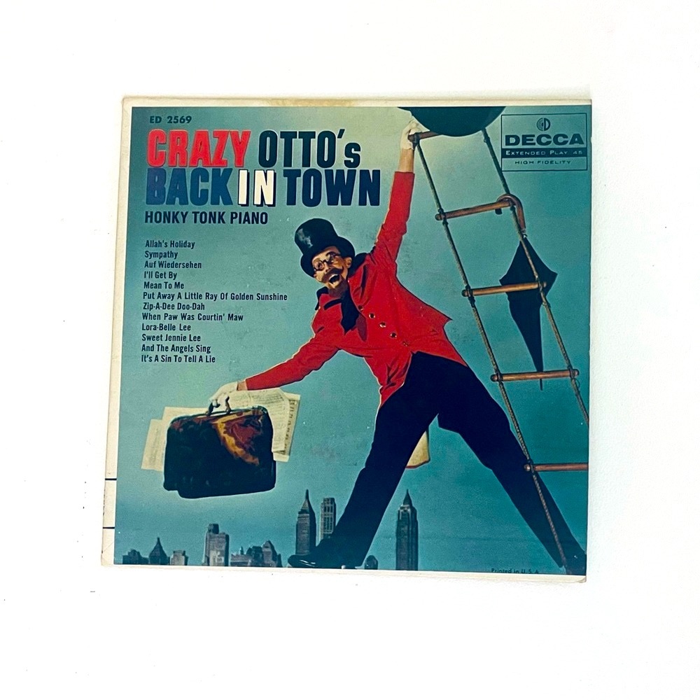 Vintage 1958 Crazy Otto Crazy Otto''s Back In Town 45 Vinyl Record, Jazz, Swing